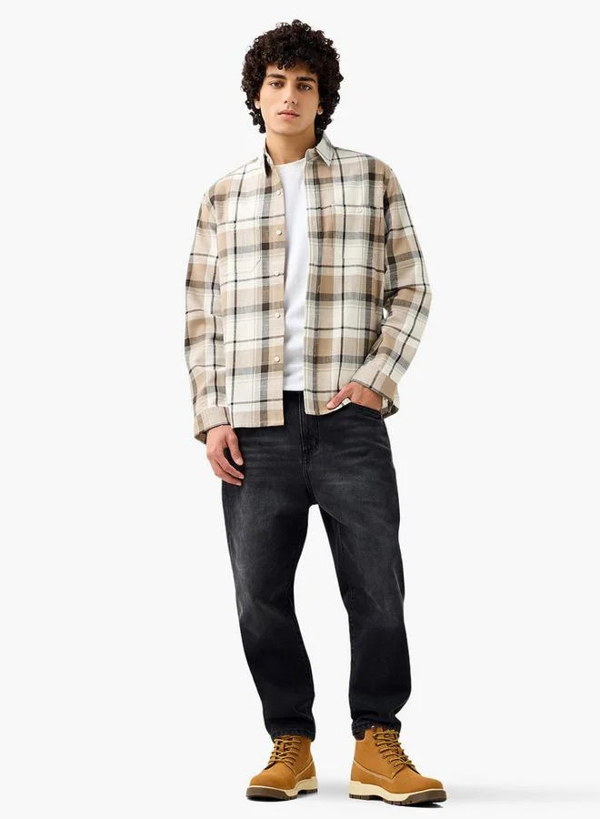 Lee Cooper Lee Cooper Men Regular Fit Collared Checked Long Sleeves Shirt