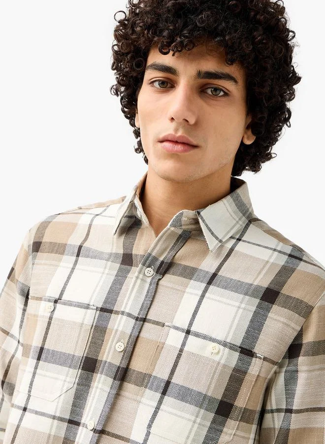 Lee Cooper  Lee Cooper Men Regular Fit Collared Checked Long Sleeves Shirt for Men | Best Price UAE