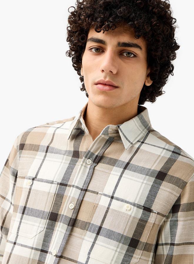 Lee Cooper Men Regular Fit Collared Checked Long Sleeves Shirt - Image 3