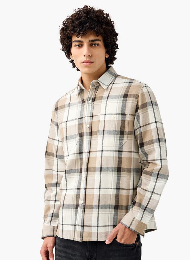 Lee Cooper Men Regular Fit Collared Checked Long Sleeves Shirt - Image 1