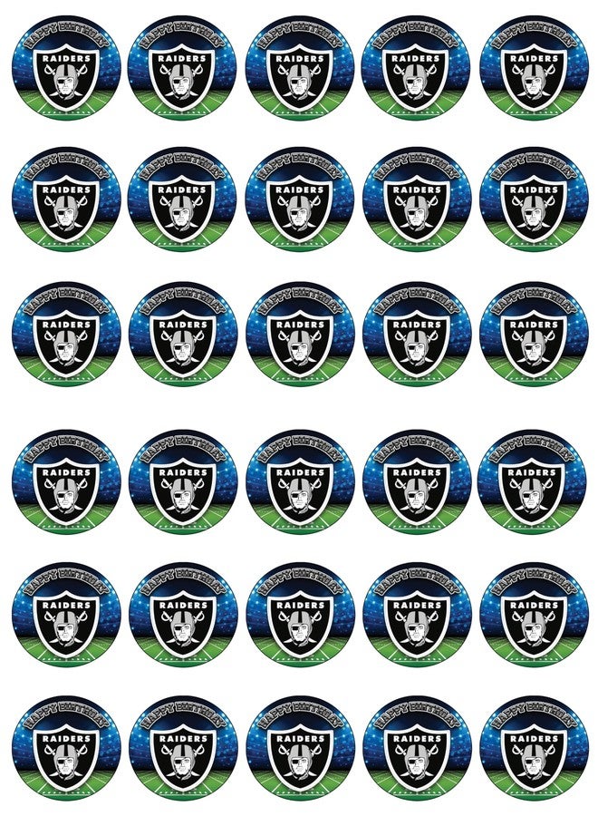 NATURAL BEHAVIOUR 30 x Edible Cupcake Toppers – Raiders Themed Collection of Edible Cake Decorations | Uncut Edible on Wafer Sheet - Image 1