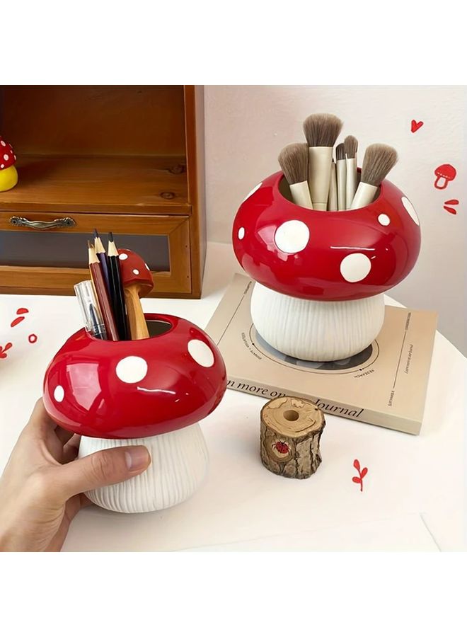 Red Mushroom Vase Large Decorative Resin Home Decor for Desk Living Room Bedroom Office - Image 1