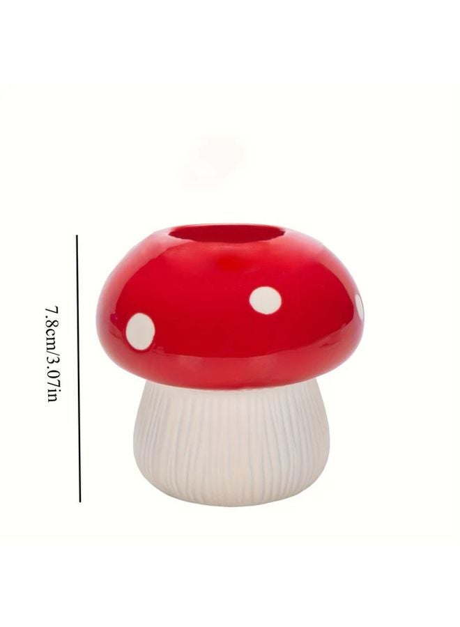 Red Mushroom Vase Large Decorative Resin Home Decor for Desk Living Room Bedroom Office - Image 3