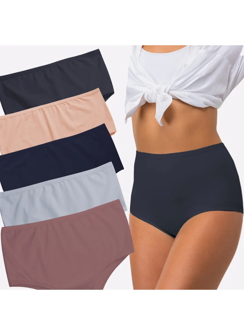 Happyfox Cotton King Size Women's Panties Bato 5 Pack Lycra High Waist Wide Brim Black