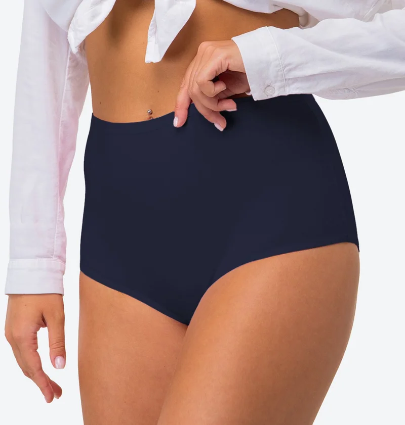 Happyfox Cotton King Size Women's Panties Bato 5 Pack Lycra High Waist Wide Brim Black