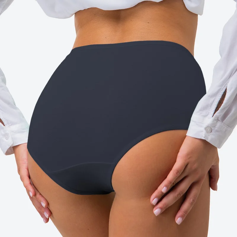 Happyfox Cotton King Size Women's Panties Bato 5 Pack Lycra High Waist Wide Brim Black