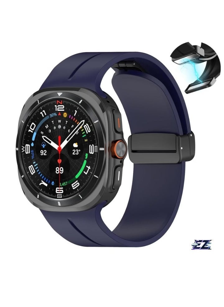 ELTRAZONE Magnetic Band Compatible with Samsung Galaxy Watch 7 Ultra 2024 Strap – Magnetic D-Buckle Replacement Band, No Gap Silicone Sports Strap for Samsung Galaxy Watch 7 Ultra Men and Women – Secure, Stylish, and Comfortable Fit - Image 1