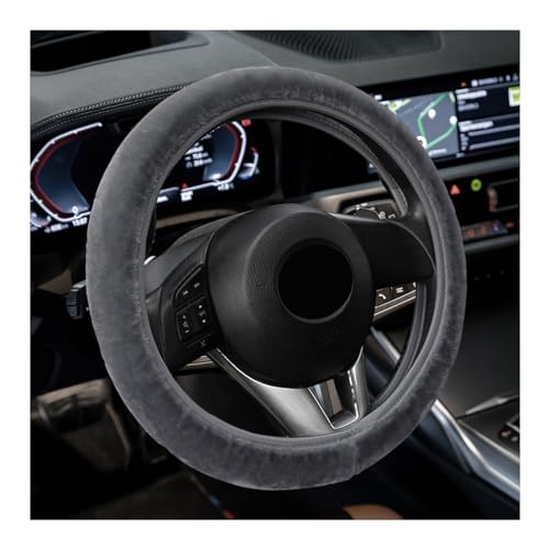 Suvnie Car Fluffy Steering Wheel Cover 15 Universal Furry Auto Steering Wheel Protector for Warm Winter Elastic NonSlip Car Steering Wheel Cover Vehicle Interior Decor Accessories Gray - Image 1