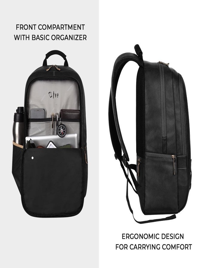 Gear Classic Anti Theft Faux Leather 14 cms Black Laptop Backpack (LBPCLSLTH0101) - Image 4