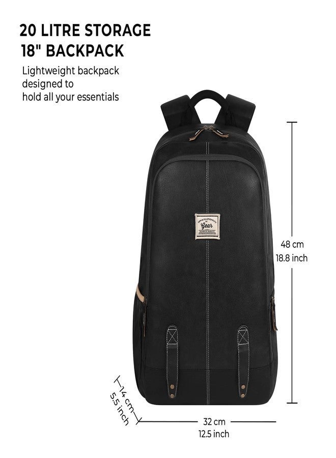 Gear Classic Anti Theft Faux Leather 14 cms Black Laptop Backpack (LBPCLSLTH0101) - Image 2