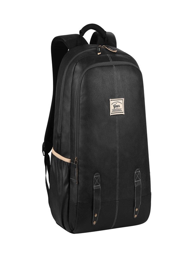 Gear Classic Anti Theft Faux Leather 14 cms Black Laptop Backpack (LBPCLSLTH0101) - Image 1