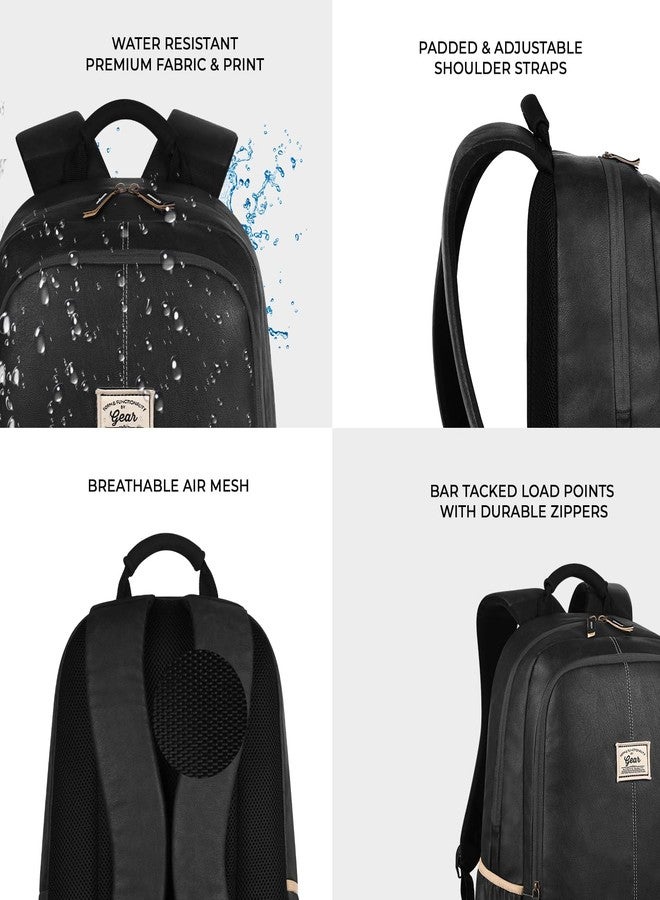 Gear Classic Anti Theft Faux Leather 14 cms Black Laptop Backpack (LBPCLSLTH0101) - Image 5