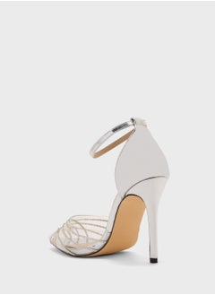 Truffle Diamante Embellished With Ankle Strap Pump  - Image 3