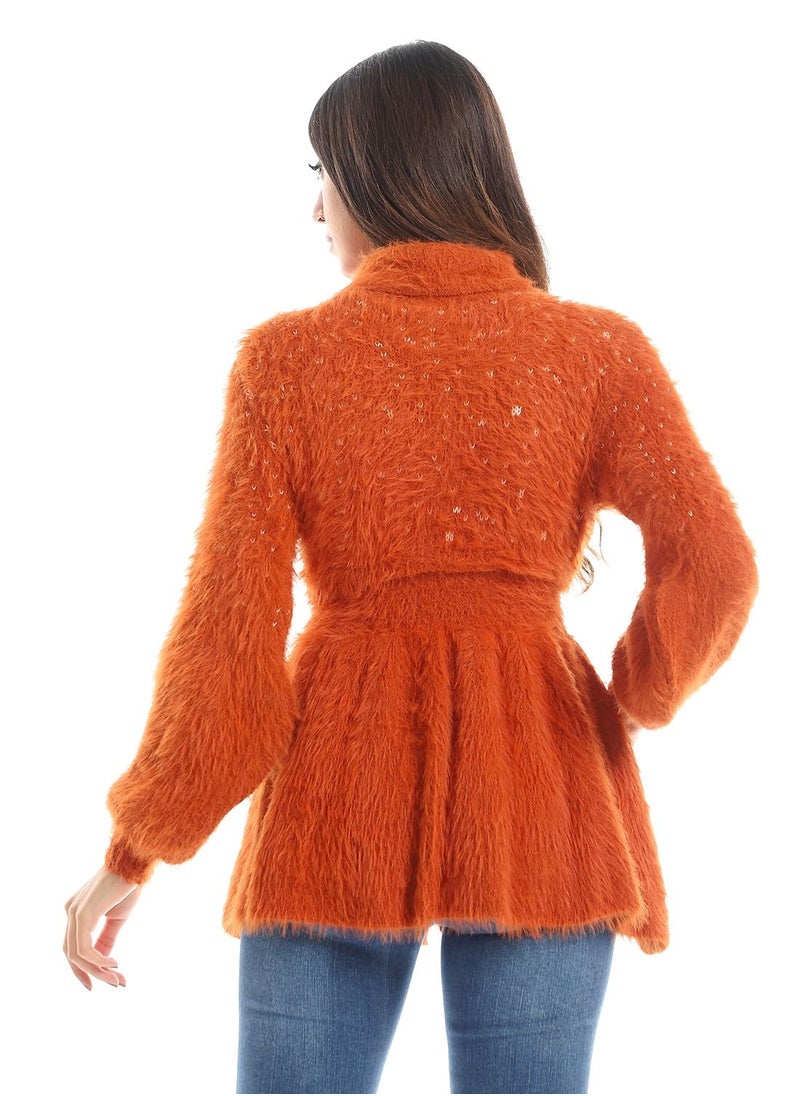 Caesar - Womens Wool Shirt WithHighNeck And Flower Design - Image 1