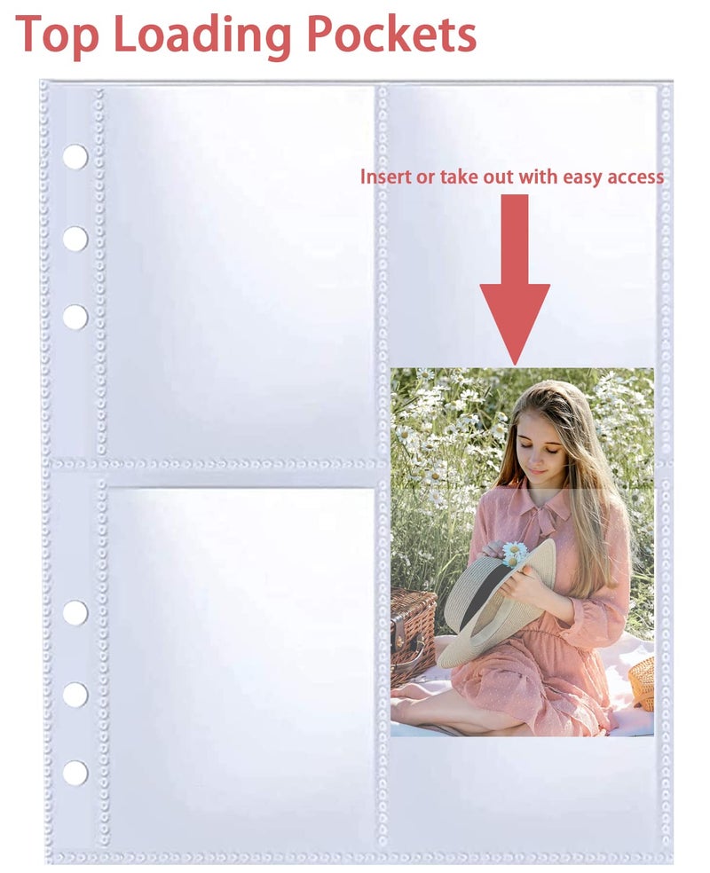 WITHYU 30 Pack 240 Pockets 2.5x3.5â€ Photocard Sleeves for 6 Ring A5 Binder, Ultra-Clear K-pop Photocard Sleeves, Double-Sided 4 Pocket Photo Pages, Top Loading Photo Sheet Protector for Photos, Trading Cards - Image 4