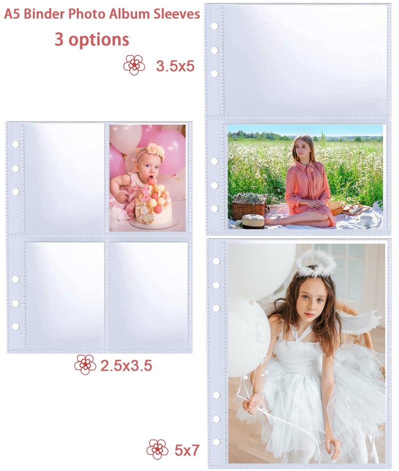 WITHYU 30 Pack 240 Pockets 2.5x3.5â€ Photocard Sleeves for 6 Ring A5 Binder, Ultra-Clear K-pop Photocard Sleeves, Double-Sided 4 Pocket Photo Pages, Top Loading Photo Sheet Protector for Photos, Trading Cards - Image 5