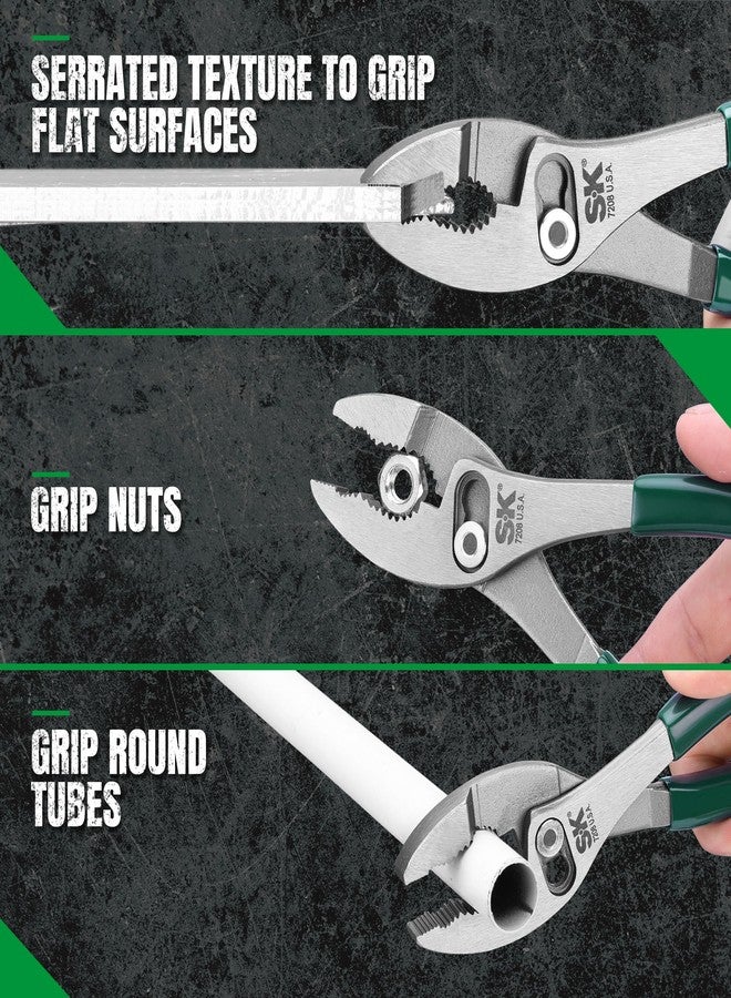 SK Tools USA 2-Piece Pliers Set, 6 & 8-Inch Slip Joint Pliers, High Carbon Steel, Anti-slip Padded Handle for Comfortable Grip - Image 5