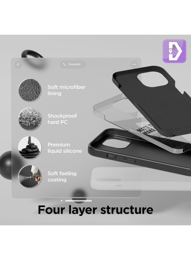 Delivus Iphone 15, Black Silicone Case - Silky Soft Touch with Grade Drop Protection - Anti-Scratch Microfiber Lining - Shockproof Protective Phone Case Slim Thin Cover - Image 3