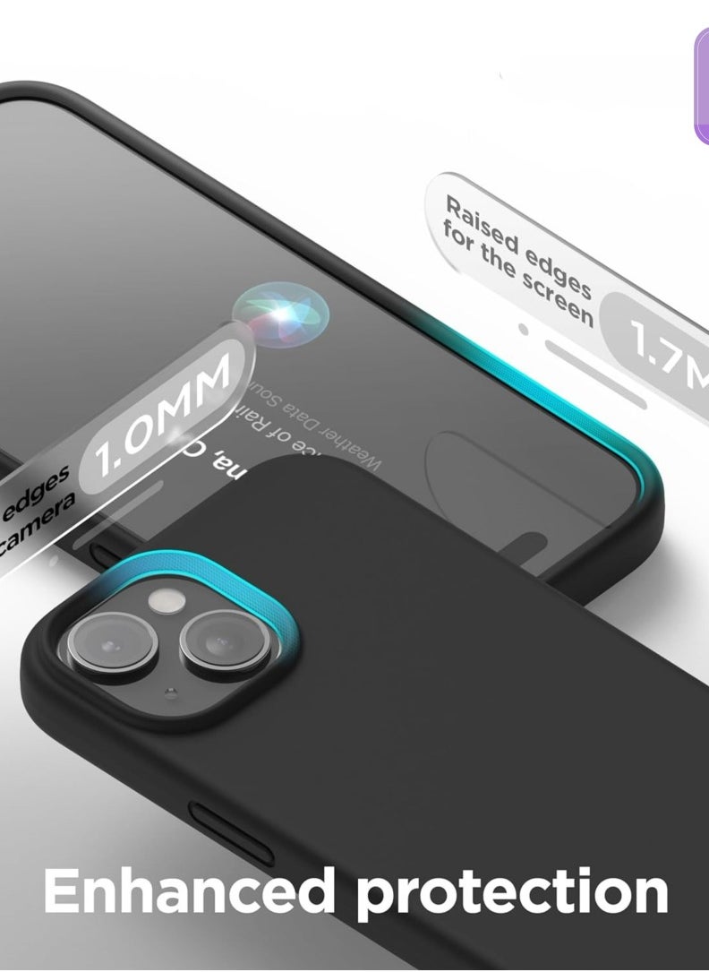 Delivus Iphone 15, Black Silicone Case - Silky Soft Touch with Grade Drop Protection - Anti-Scratch Microfiber Lining - Shockproof Protective Phone Case Slim Thin Cover  - Image 2