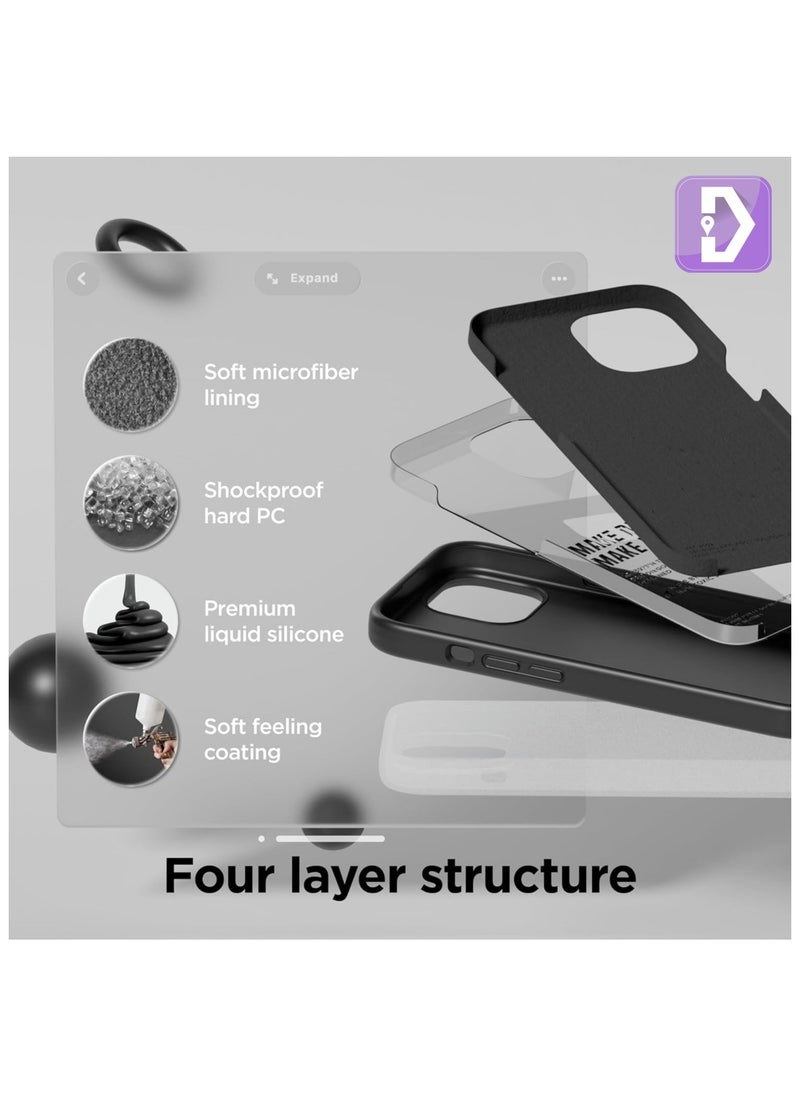 Delivus Iphone 15, Black Silicone Case - Silky Soft Touch with Grade Drop Protection - Anti-Scratch Microfiber Lining - Shockproof Protective Phone Case Slim Thin Cover  - Image 4
