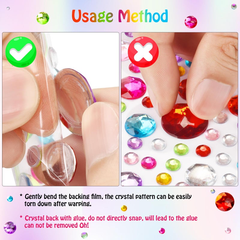 WUINOID Easter Gem Stickers Rhinestones for Crafts Scrapbook Supplies, Sparkling Cute Star Heart Round Small Stickers, Glitter Jewels Bedazzling Sticker Makeup, Diamond Art Kit DIY Decoration - Image 2