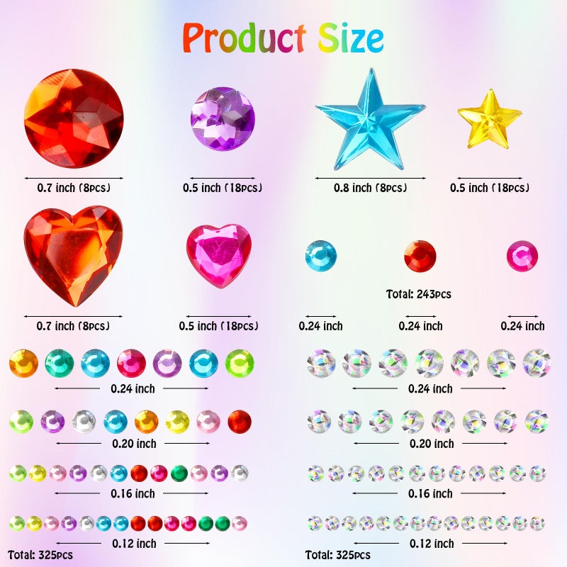 WUINOID Easter Gem Stickers Rhinestones for Crafts Scrapbook Supplies, Sparkling Cute Star Heart Round Small Stickers, Glitter Jewels Bedazzling Sticker Makeup, Diamond Art Kit DIY Decoration - Image 4
