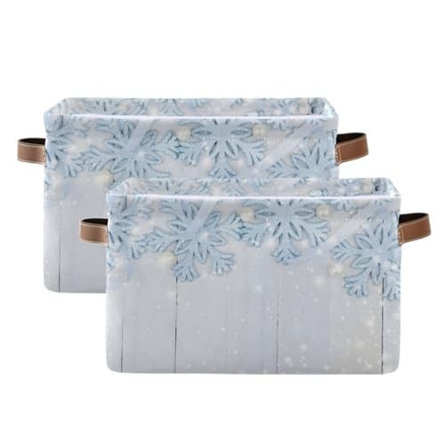 senya Christmas Basket Christmas Background with Snowflakes Foldable Fabric Collapsible Storage Bins Organizer Bag for Storage Clothes - Image 3