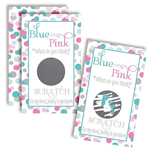 ITS A BOY Polka Dot What Do You Think Gender Reveal Scratch Off Cards for Baby Showers 20 2 X 3 Double Sided Cards by AmandaCreation