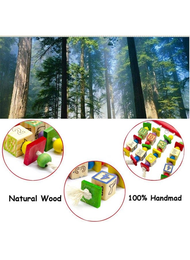 Western Era Alphabet Hanging Toy, Knotted Cotton Rope, Wooden Block, Interactive, Safely, Colourful Toy For Bird. - Image 2