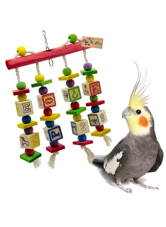 Western Era Alphabet Hanging Toy, Knotted Cotton Rope, Wooden Block, Interactive, Safely, Colourful Toy For Bird. - Image 4