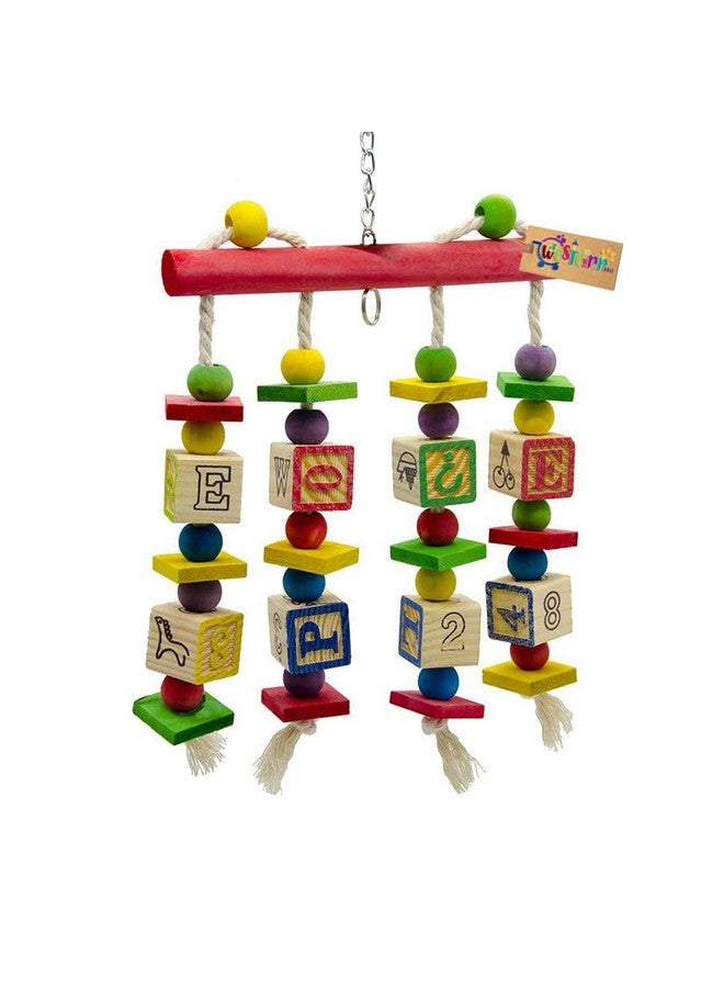 Western Era Alphabet Hanging Toy, Knotted Cotton Rope, Wooden Block, Interactive, Safely, Colourful Toy For Bird. - Image 5