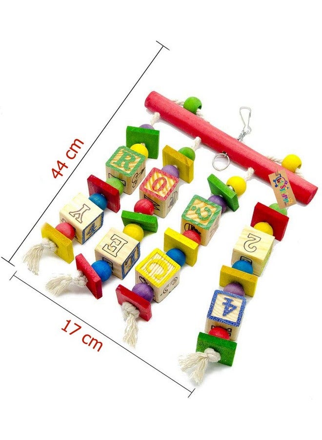 Western Era Alphabet Hanging Toy, Knotted Cotton Rope, Wooden Block, Interactive, Safely, Colourful Toy For Bird. - Image 3