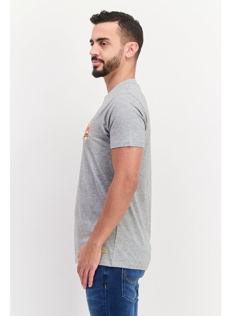 Canadian Peak Men Crew Neck Short Sleeve Brand Logo T-Shirt, Grey  - Image 4