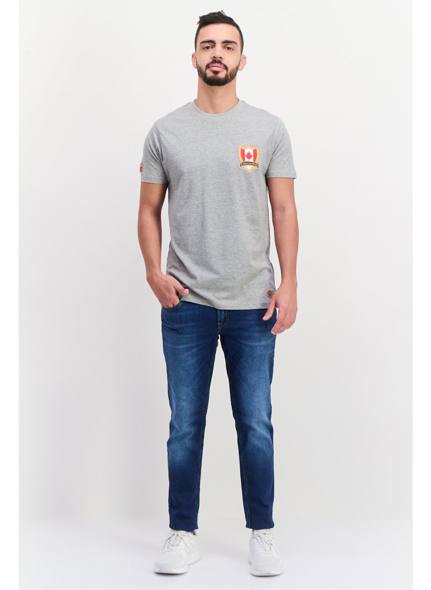 Canadian Peak Men Crew Neck Short Sleeve Brand Logo T-Shirt, Grey  - Image 3