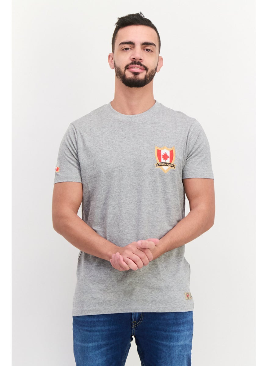 Canadian Peak Men Crew Neck Short Sleeve Brand Logo T-Shirt, Grey  - Image 1