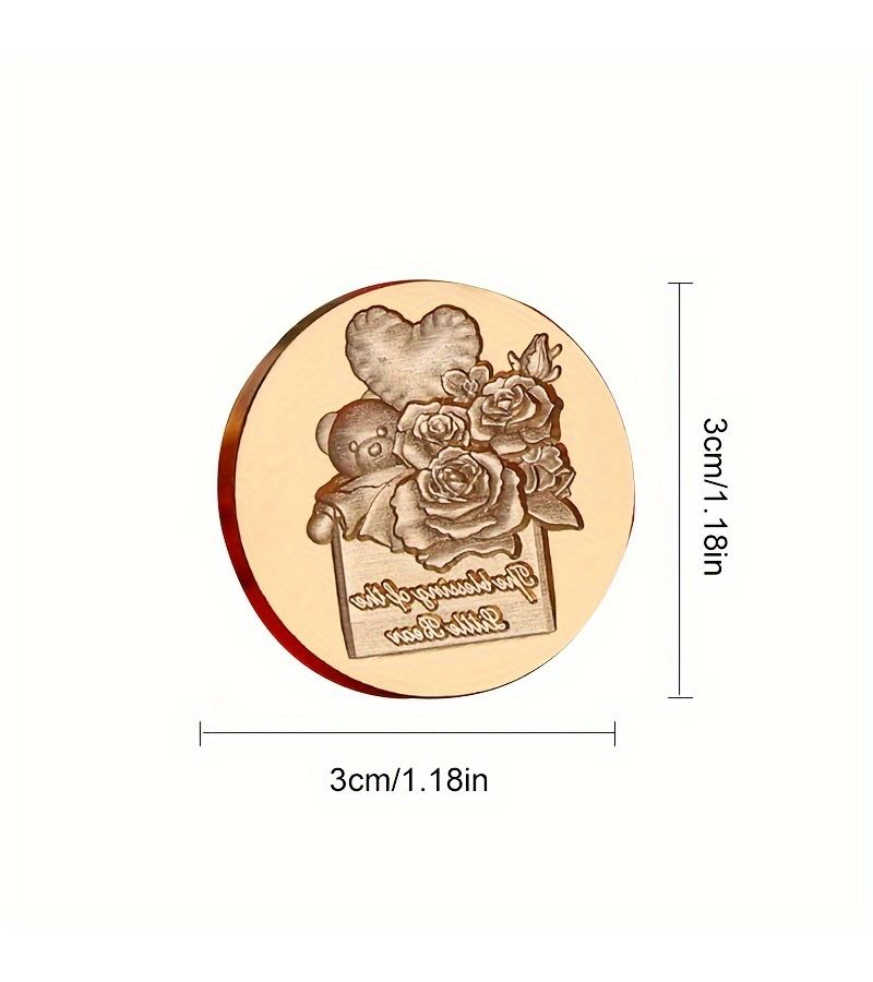 Valentines Day 2024 Little Bears Blessings Rose Embossed Wax Seal Stamp Matte Finish Copper Head For Wedding Invitations Love Letters - Image 2