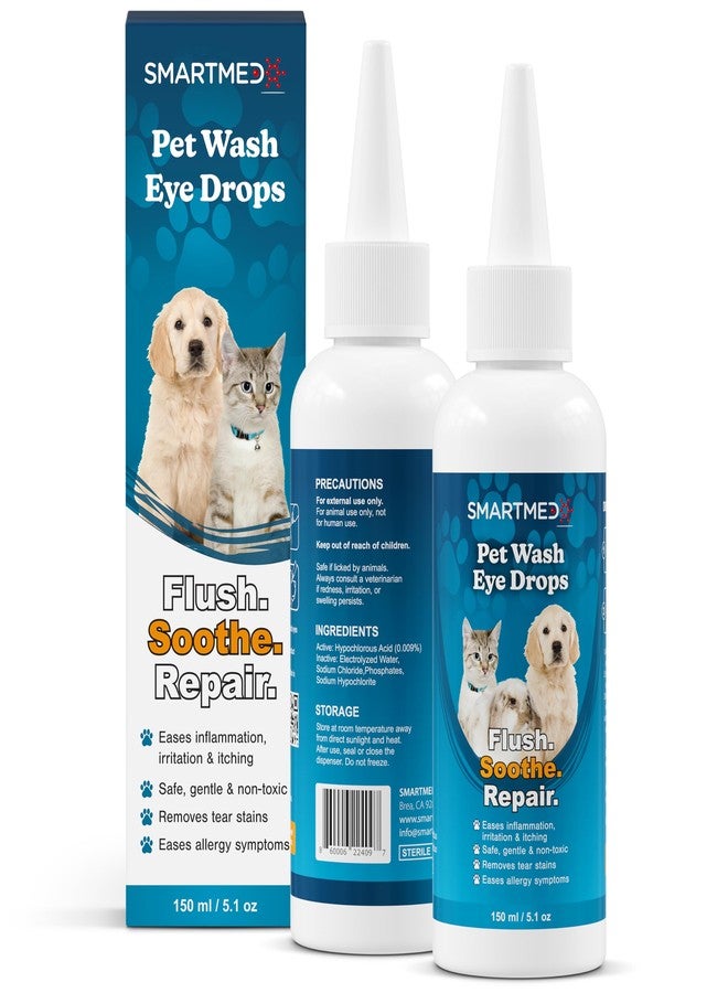 SMARTMED Large Pet Eye Wash 5.1 oz Gentle Eye Irritation Solution for Pets - Removes Dirt, Debris & Tear Stains - Safe for Daily Use - Image 1