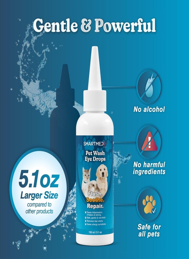 SMARTMED Large Pet Eye Wash 5.1 oz Gentle Eye Irritation Solution for Pets - Removes Dirt, Debris & Tear Stains - Safe for Daily Use - Image 2
