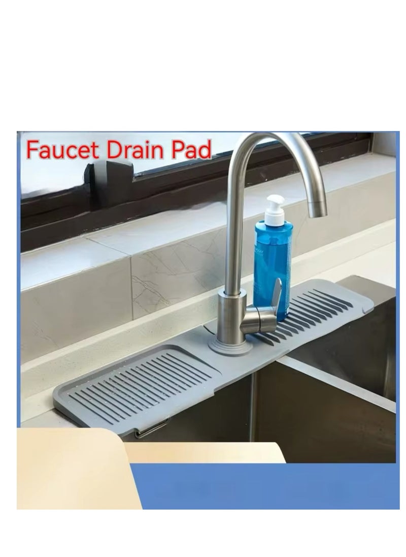 BLUE CORAL Kitchen Silicone Sink Faucet Mat 60cm Splash Guard for Sink Faucet Absorbent Sink Protectors Mat Kitchen Sink Gadgets (Dark Grey)  - Image 2