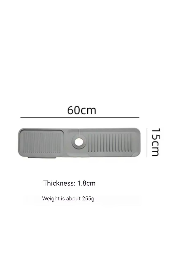 BLUE CORAL Kitchen Silicone Sink Faucet Mat 60cm Splash Guard for Sink Faucet Absorbent Sink Protectors Mat Kitchen Sink Gadgets (Dark Grey)  - Image 4