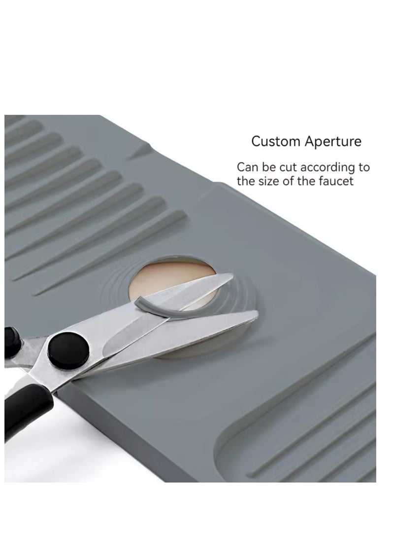 BLUE CORAL Kitchen Silicone Sink Faucet Mat 60cm Splash Guard for Sink Faucet Absorbent Sink Protectors Mat Kitchen Sink Gadgets (Dark Grey)  - Image 5