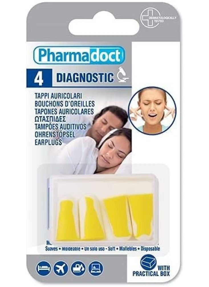 Pharmadoct Soft Antinoise Earplugs Set 4-Pieces In Clear Box, Yellow  - Image 1