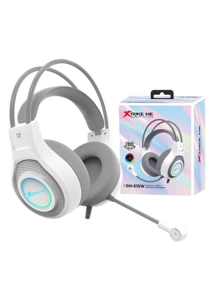 إكسترايك-مي سماعة ألعاب Xtrike Me GH-515W سلكية بإضاءة RGB ثابتة، ميكروفون عازل للضوضاء، ووسائد أذن مريحة - Image 2