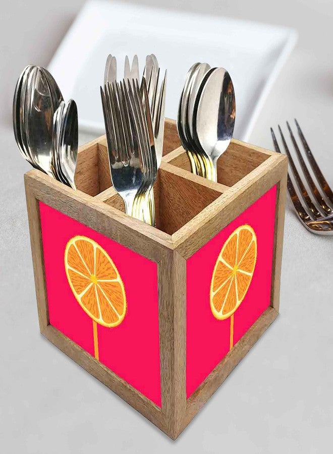 Nutcase Wooden Cutlery Stand Holder Silverware Caddy Spoons Forks Knives Organizer for Dining Table & Kitchen -Made in India-Spoons NOT Included - Sweet Lime Pink - Image 2