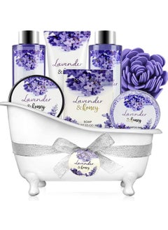 BODY & EARTH Body & Earth Gift Set for Women, Gift Baskets for Women, Women Bath Set Lavender Spa Baskets with Bubble Bath, Bath Salts, Body Lotion, Scented Candle, birthday gifts for Women, birthday gift Basket  - Image 1