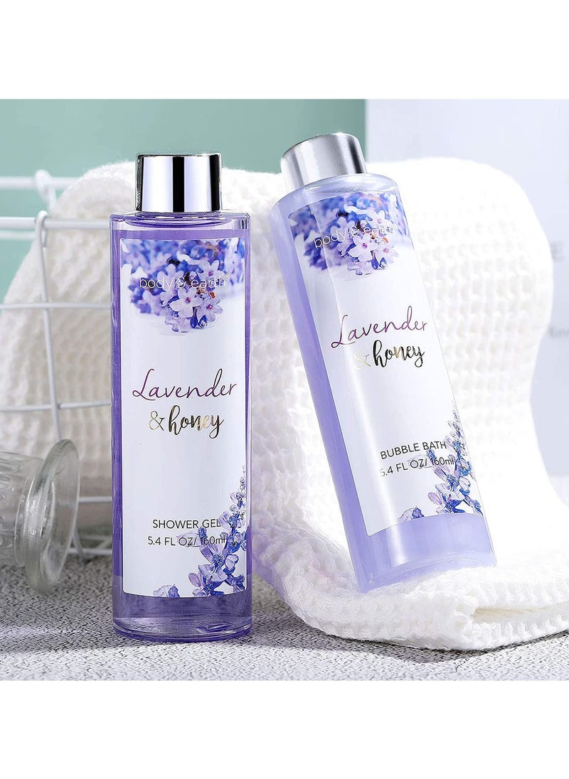 BODY & EARTH Body & Earth Gift Set for Women, Gift Baskets for Women, Women Bath Set Lavender Spa Baskets with Bubble Bath, Bath Salts, Body Lotion, Scented Candle, birthday gifts for Women, birthday gift Basket  - Image 2