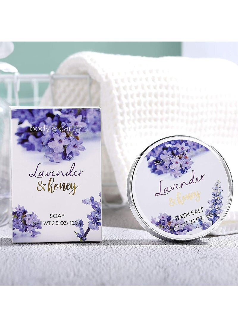 BODY & EARTH Body & Earth Gift Set for Women, Gift Baskets for Women, Women Bath Set Lavender Spa Baskets with Bubble Bath, Bath Salts, Body Lotion, Scented Candle, birthday gifts for Women, birthday gift Basket  - Image 4