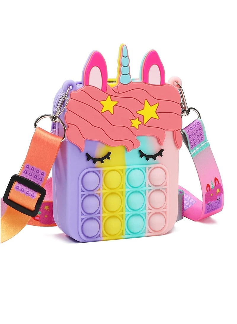 DUSALA Pop Shoulder Bag for Girls and Women, Big Pop Purse Bags, Lovely Sensory Silicone Cartoon Bag Toy for Students Kids - Image 1