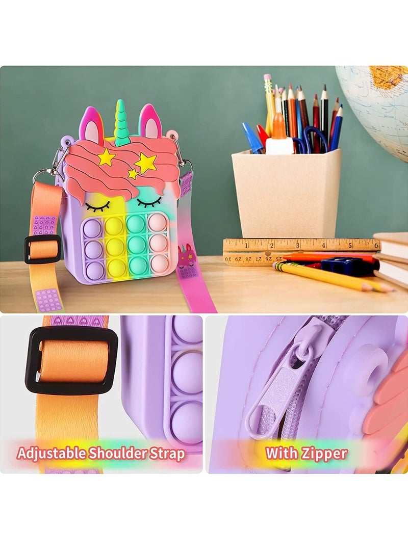 DUSALA Pop Shoulder Bag for Girls and Women, Big Pop Purse Bags, Lovely Sensory Silicone Cartoon Bag Toy for Students Kids - Image 3