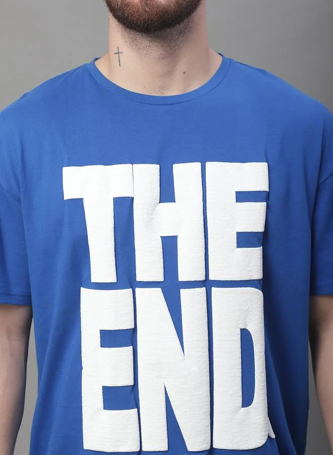 Styli Men Blue Graphic Print Oversized T-Shirt By Door74